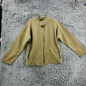 Alexandra Bartlett Jacket Cape Womens Medium 100 Wool Green Pockets Long Sleeve
